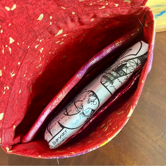 Colorful gold foil Print magnetic clasp Clutch Fabric Handmade clutch - Picture 5 of 6